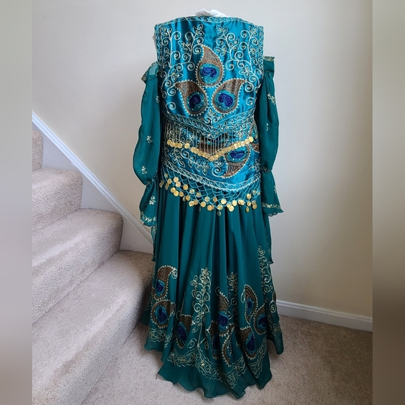 4 Peice Gypsy Bellydance Peacock Costume NWOT - Picture 3 of 16